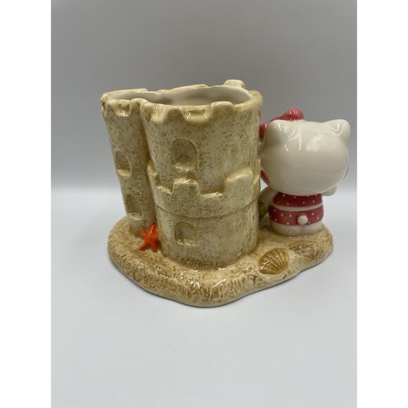Hello Kitty Sand Castle Planter Blue Sky Clayworks Brush/Pen Holder NEW - Picture 6 of 8